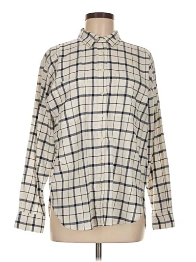 Pre-owned Ann Taylor Loft Long Sleeve Button Down Shirt In Ivory