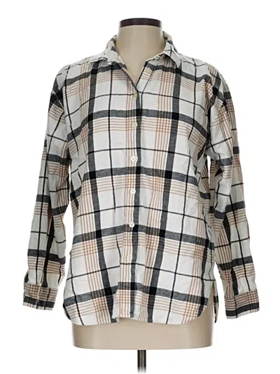 Pre-owned Ann Taylor Loft Long Sleeve Button Down Shirt In Ivory