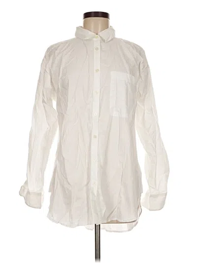 Pre-owned Ann Taylor Loft Long Sleeve Button Down Shirt In Ivory