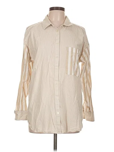 Pre-owned Ann Taylor Loft Long Sleeve Button Down Shirt In Ivory