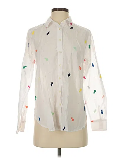 Pre-owned Ann Taylor Loft Long Sleeve Button Down Shirt In Ivory