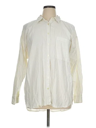 Pre-owned Ann Taylor Loft Long Sleeve Button Down Shirt In Ivory