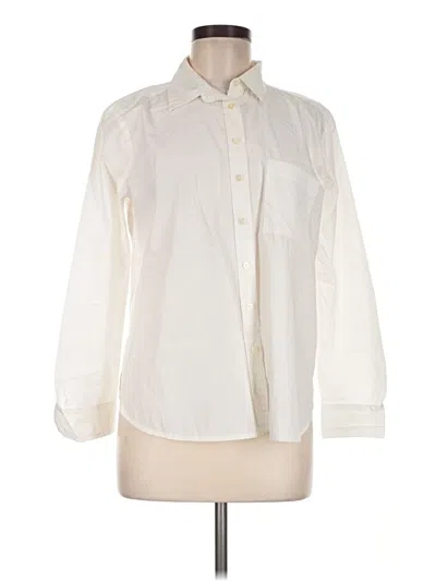 Pre-owned Ann Taylor Loft Long Sleeve Button Down Shirt In Ivory