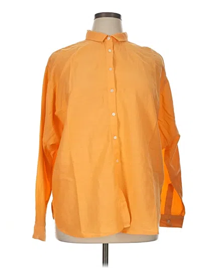 Pre-owned Ann Taylor Loft Long Sleeve Button Down Shirt In Orange