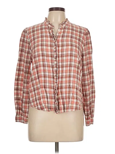 Pre-owned Ann Taylor Loft Long Sleeve Button Down Shirt In Orange