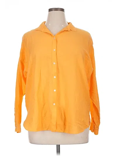 Pre-owned Ann Taylor Loft Long Sleeve Button Down Shirt In Orange