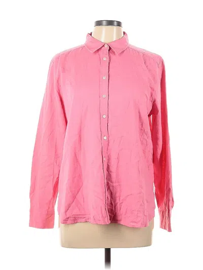 Pre-owned Ann Taylor Loft Long Sleeve Button Down Shirt In Pink