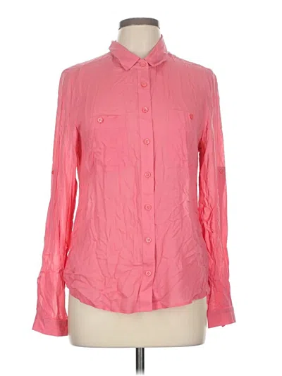 Ann Taylor Loft Long Sleeve Button Down Shirt In Pink