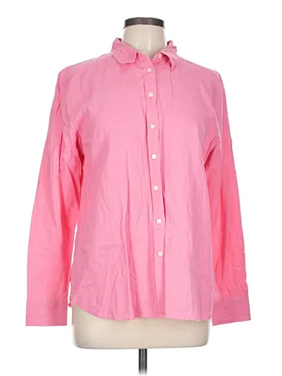 Ann Taylor Loft Long Sleeve Button Down Shirt In Pink