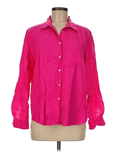 Pre-owned Ann Taylor Loft Long Sleeve Button Down Shirt In Pink