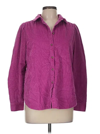 Pre-owned Ann Taylor Loft Long Sleeve Button Down Shirt In Purple