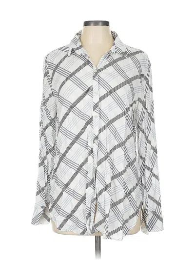 Pre-owned Ann Taylor Loft Long Sleeve Button Down Shirt In Silver