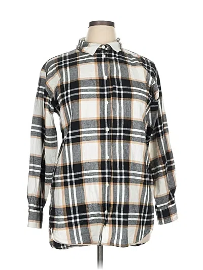 Pre-owned Ann Taylor Loft Long Sleeve Button Down Shirt In Silver