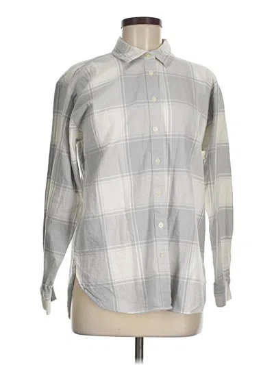 Pre-owned Ann Taylor Loft Long Sleeve Button Down Shirt In Silver