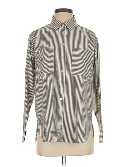 Pre-owned Ann Taylor Loft Long Sleeve Button Down Shirt In Silver