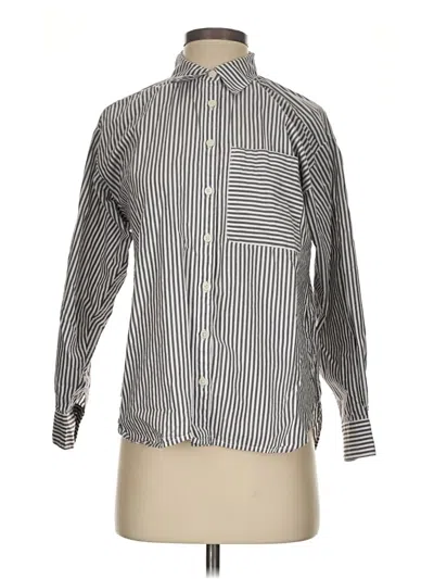 Pre-owned Ann Taylor Loft Long Sleeve Button Down Shirt In Silver