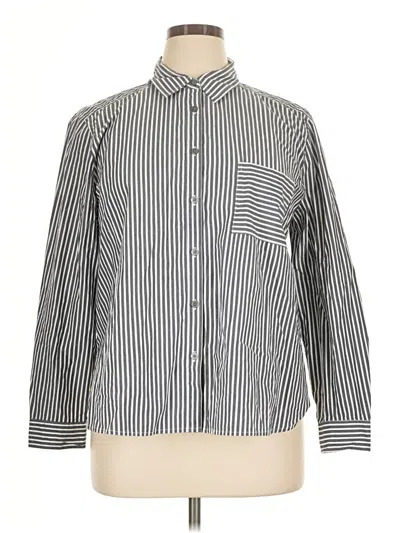 Pre-owned Ann Taylor Loft Long Sleeve Button Down Shirt In Silver