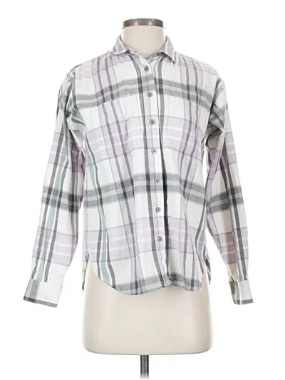 Pre-owned Ann Taylor Loft Long Sleeve Button Down Shirt In Silver