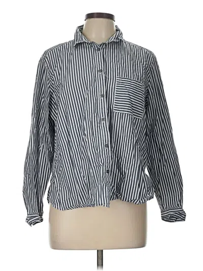 Pre-owned Ann Taylor Loft Long Sleeve Button Down Shirt In Silver