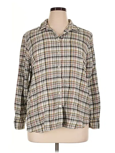 Pre-owned Ann Taylor Loft Long Sleeve Button Down Shirt In Tan