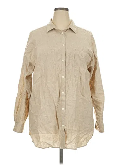 Pre-owned Ann Taylor Loft Long Sleeve Button Down Shirt In Tan