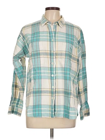 Pre-owned Ann Taylor Loft Long Sleeve Button Down Shirt In Teal