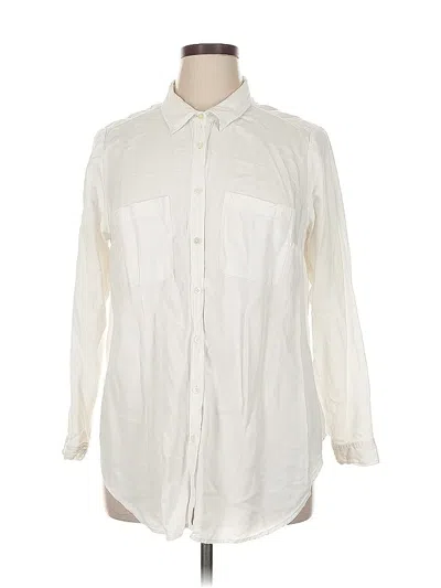 Pre-owned Ann Taylor Loft Long Sleeve Button Down Shirt In White