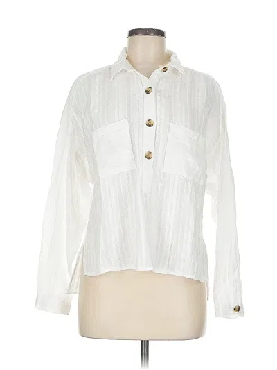 Pre-owned Ann Taylor Loft Long Sleeve Button Down Shirt In White