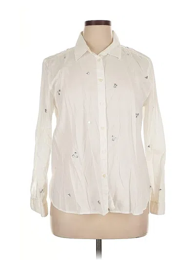 Pre-owned Ann Taylor Loft Long Sleeve Button Down Shirt In White