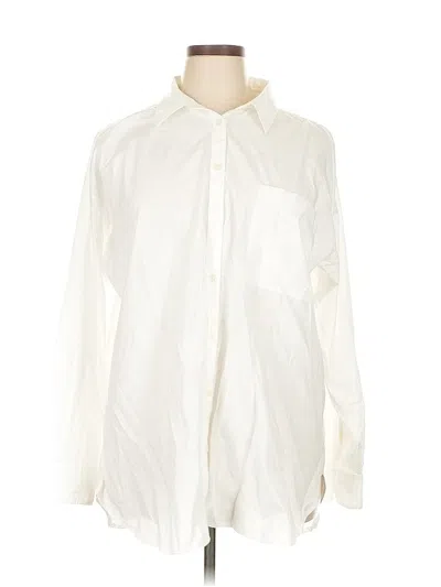 Pre-owned Ann Taylor Loft Long Sleeve Button Down Shirt In White
