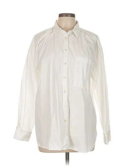 Pre-owned Ann Taylor Loft Long Sleeve Button Down Shirt In White
