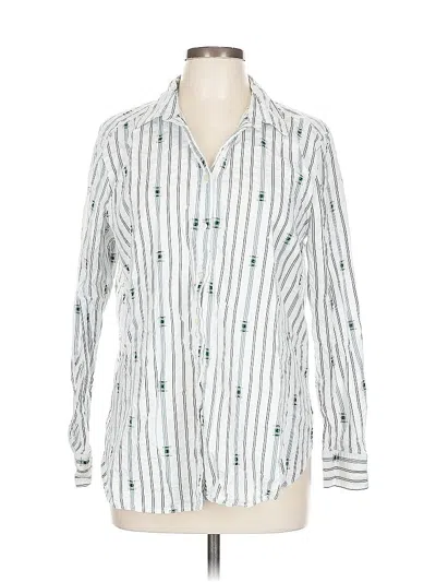 Pre-owned Ann Taylor Loft Long Sleeve Button Down Shirt In White