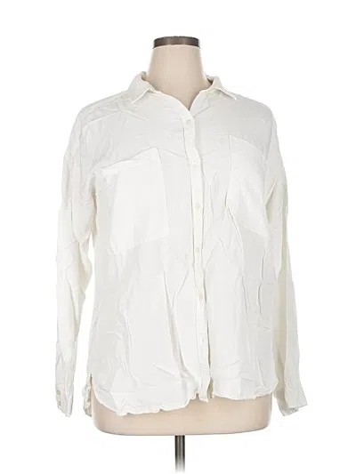 Pre-owned Ann Taylor Loft Long Sleeve Button Down Shirt In White