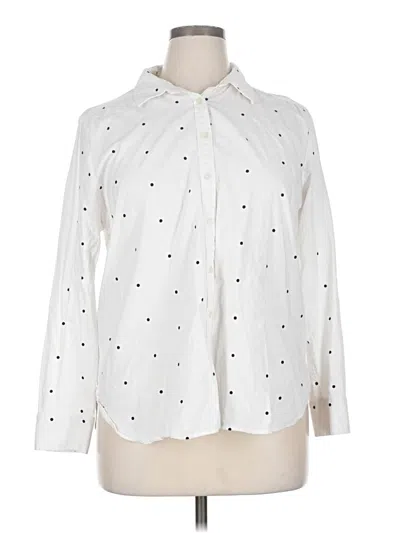 Pre-owned Ann Taylor Loft Long Sleeve Button Down Shirt In White