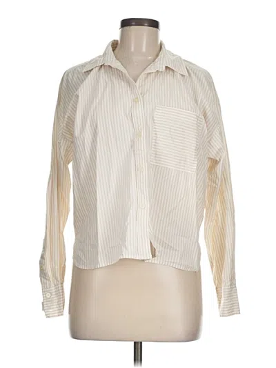 Pre-owned Ann Taylor Loft Long Sleeve Button Down Shirt In White