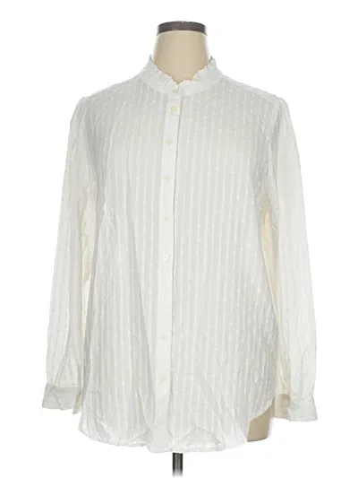 Pre-owned Ann Taylor Loft Long Sleeve Button Down Shirt In White
