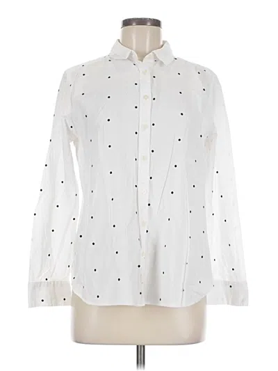 Pre-owned Ann Taylor Loft Long Sleeve Button Down Shirt In White