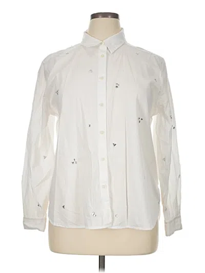 Pre-owned Ann Taylor Loft Long Sleeve Button Down Shirt In White