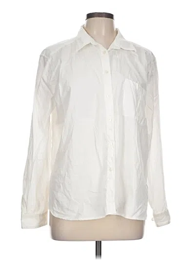 Pre-owned Ann Taylor Loft Long Sleeve Button Down Shirt In White