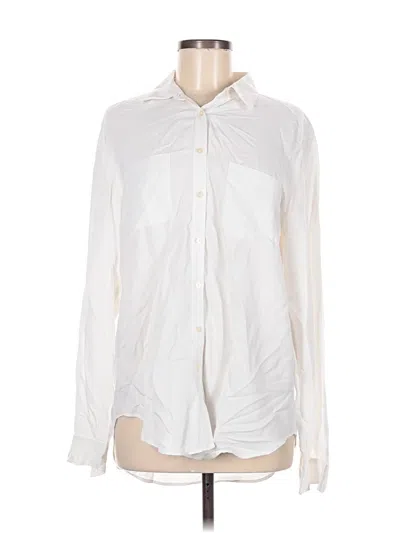 Pre-owned Ann Taylor Loft Long Sleeve Button Down Shirt In White