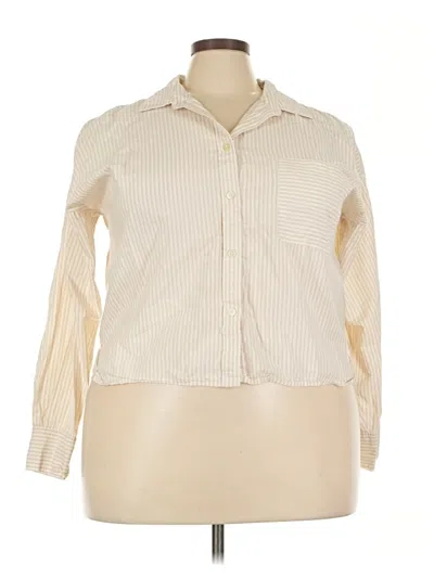 Pre-owned Ann Taylor Loft Long Sleeve Button Down Shirt In White