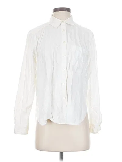 Pre-owned Ann Taylor Loft Long Sleeve Button Down Shirt In White