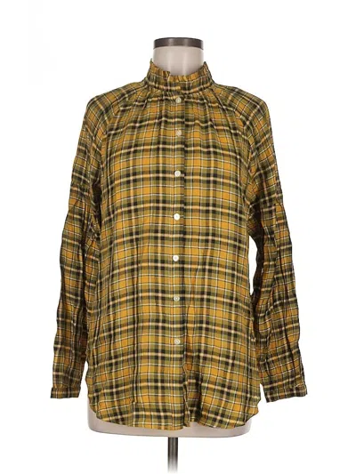 Pre-owned Ann Taylor Loft Long Sleeve Button Down Shirt In Yellow