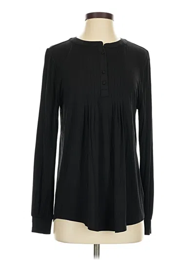 Pre-owned Ann Taylor Loft Long Sleeve Henley Shirt In Black