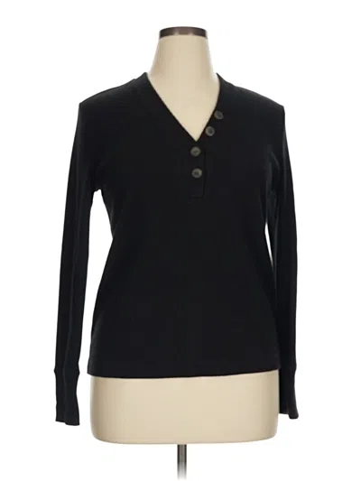 Pre-owned Ann Taylor Loft Long Sleeve Henley Shirt In Black