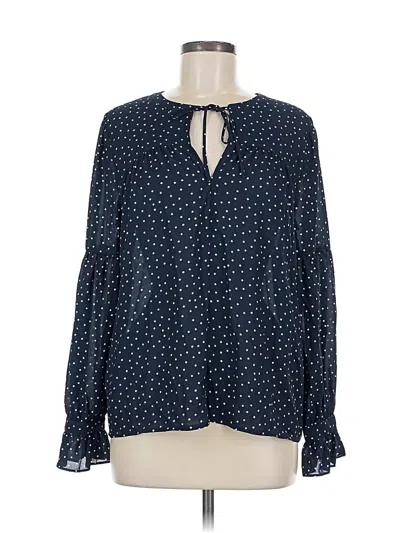 Pre-owned Ann Taylor Loft Long Sleeve Henley Shirt In Blue