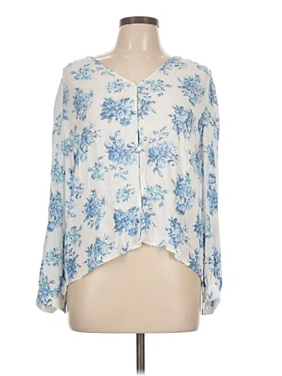 Pre-owned Ann Taylor Loft Long Sleeve Henley Shirt In Blue