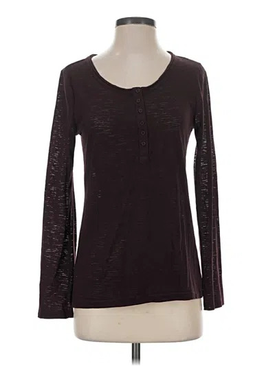 Pre-owned Ann Taylor Loft Long Sleeve Henley Shirt In Brown
