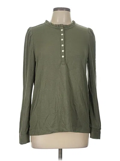 Pre-owned Ann Taylor Loft Long Sleeve Henley Shirt In Green