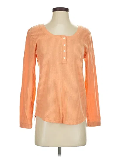 Pre-owned Ann Taylor Loft Long Sleeve Henley Shirt In Orange